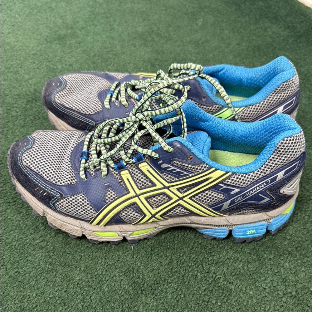 Asics gel Kahana 7 Dynamic Blue and Lime Sneakers - Picture 4 of 4